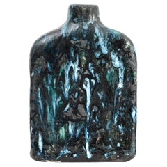 Blue-green glazed ceramic bottle vase by Marcello Fantoni (1915–2011), signed