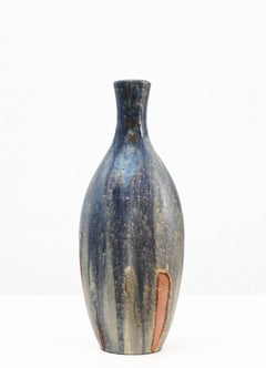 Grand vase en céramique émaillée bleu-gris, de Marcello Fantoni (1915-2011)