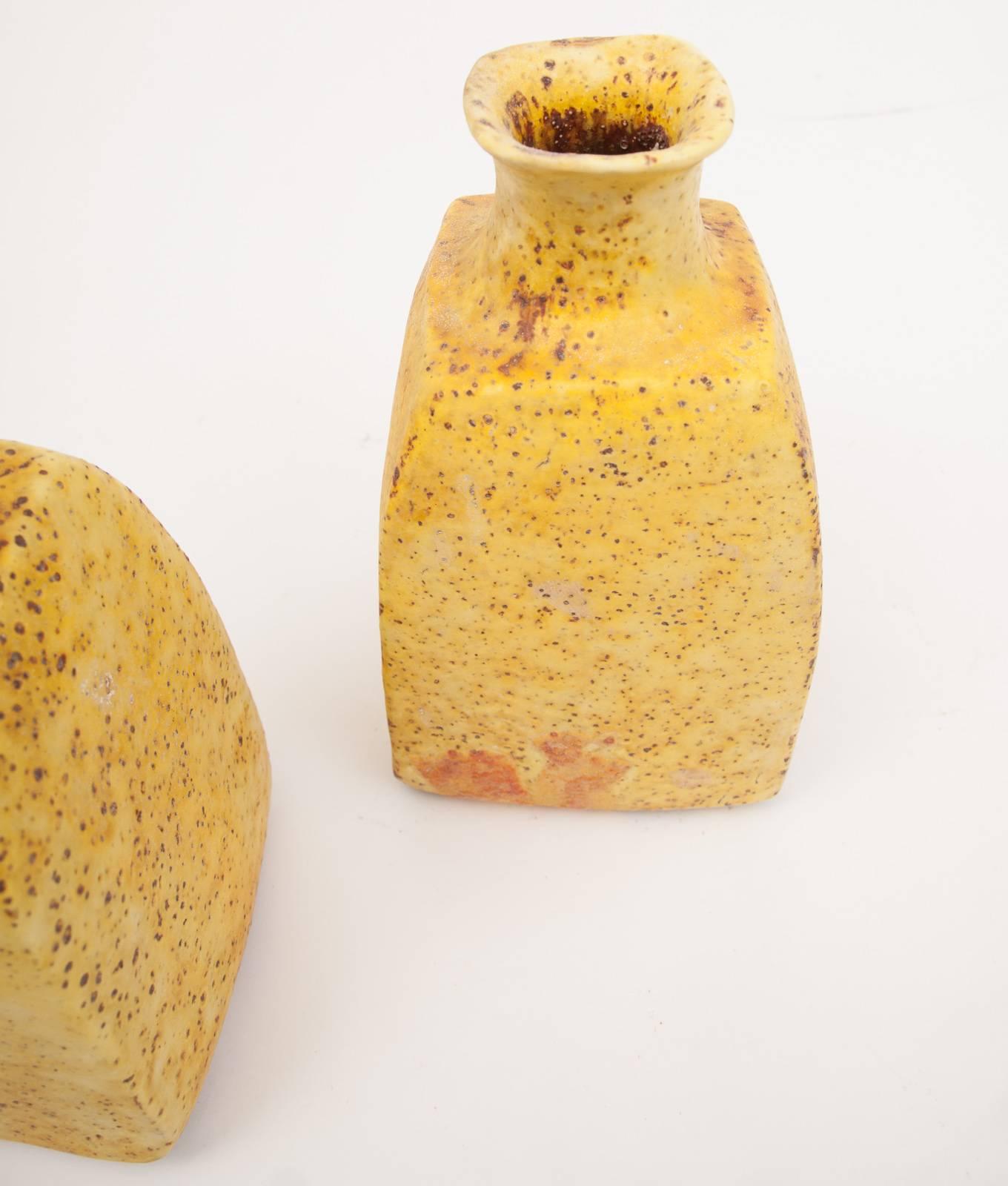 Italian Rare Pair of Midcentury Marcello Fantoni Stoneware Ceramic Vases