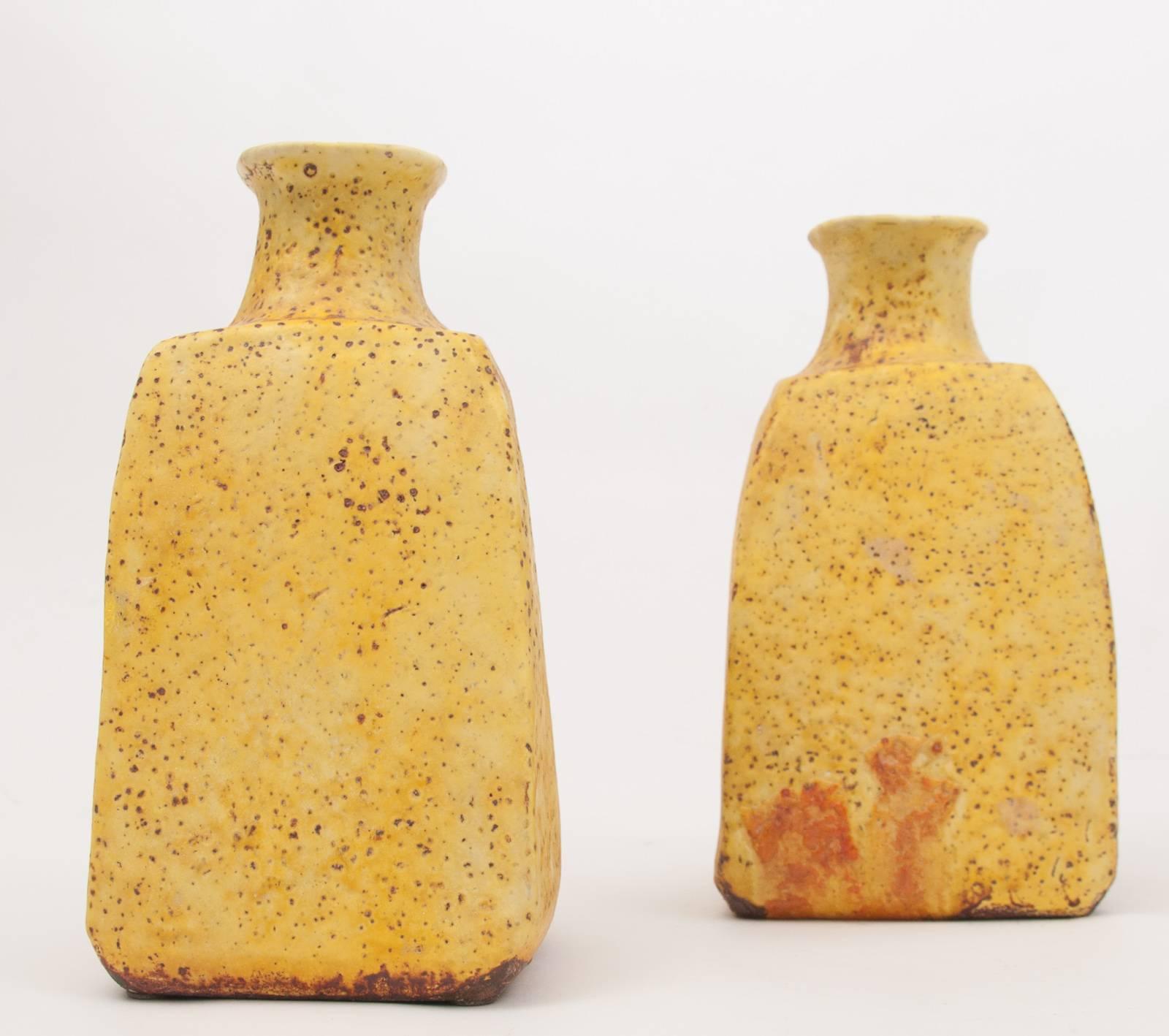 Rare Pair of Midcentury Marcello Fantoni Stoneware Ceramic Vases 1