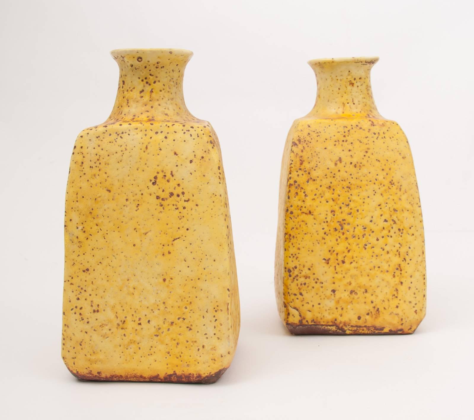 Rare Pair of Midcentury Marcello Fantoni Stoneware Ceramic Vases 2