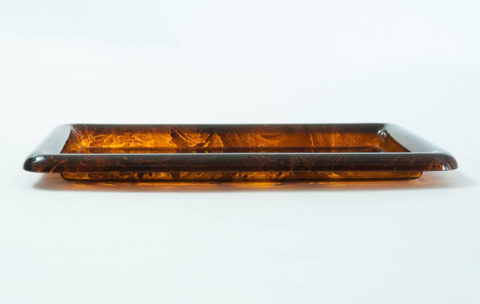 Mid-Century Modern Midcentury Faux Tortoiseshell Tray by Christian Dior with Original Label