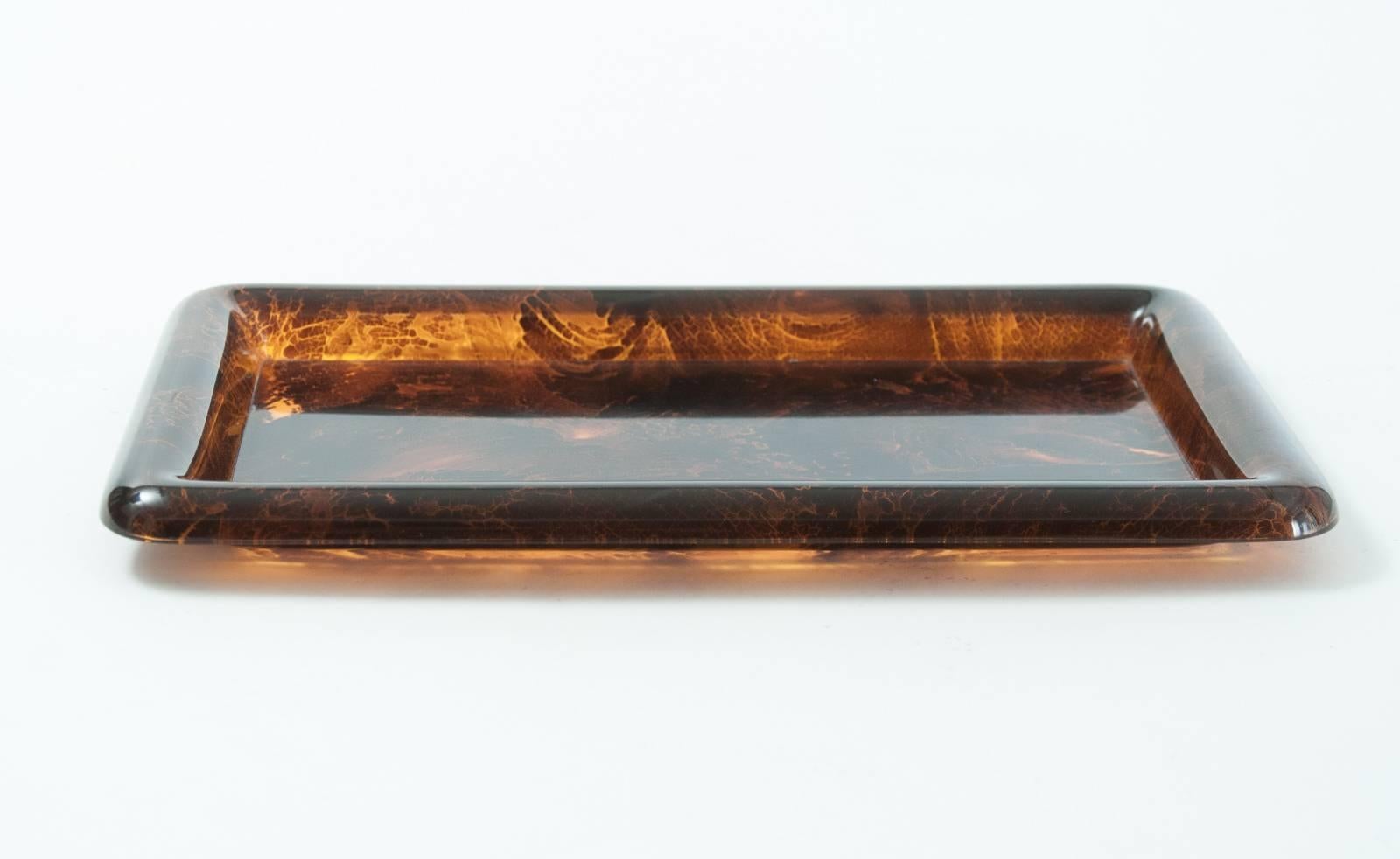 Italian Midcentury Faux Tortoiseshell Tray by Christian Dior with Original Label