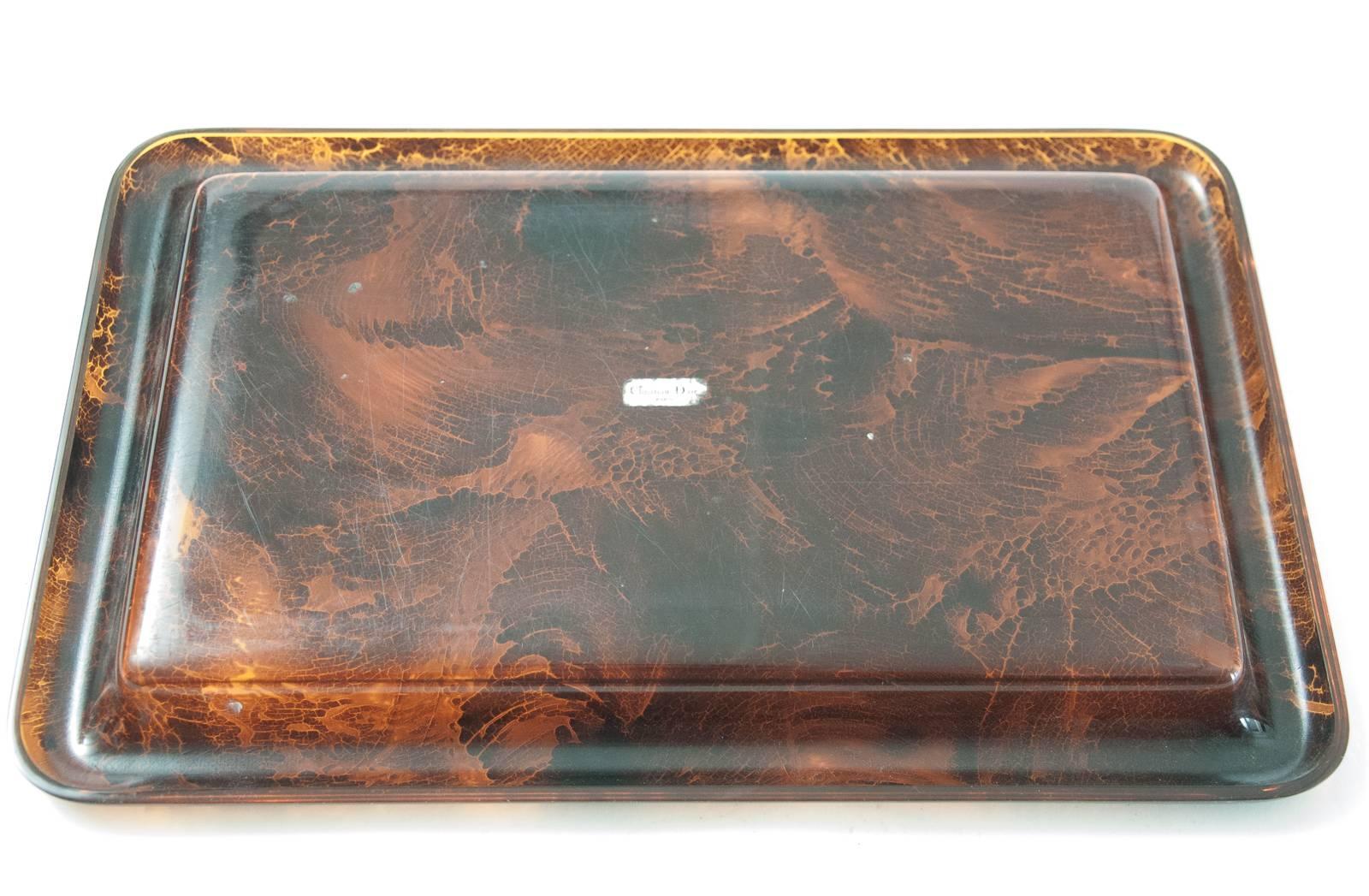 Midcentury Faux Tortoiseshell Tray by Christian Dior with Original Label In Good Condition In Henley-on Thames, Oxfordshire