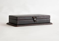 Jacques Adnet Style Saddle Stitched Leather Cards and Games Box, circa 1960