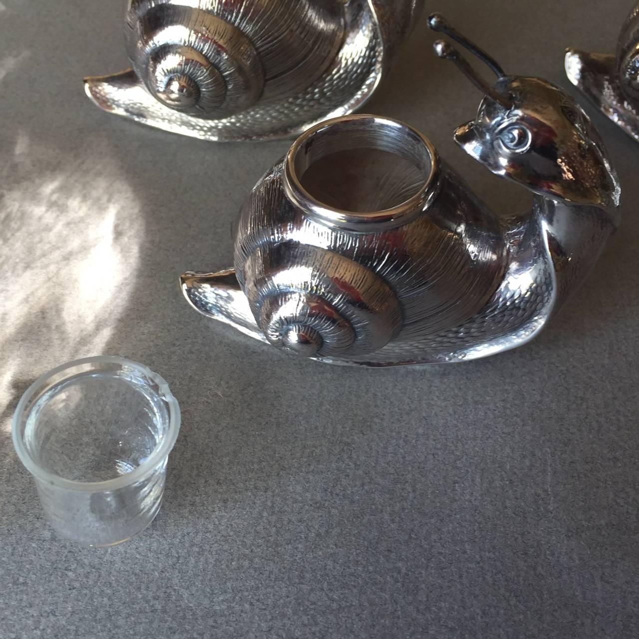 Camusso Set of Four Sterling Silver Snail Salt Cellars, Peru For Sale 1