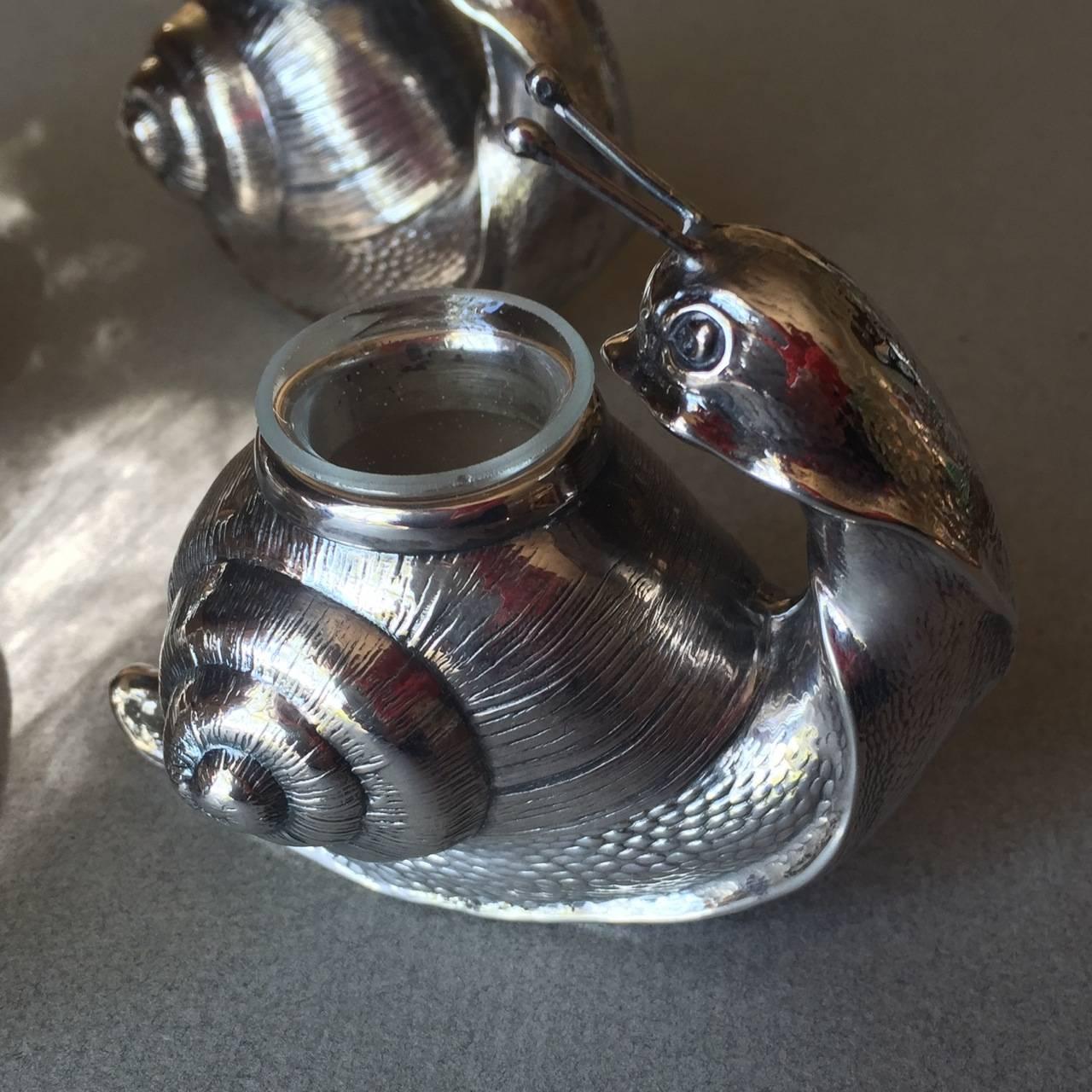 20th Century Camusso Set of Four Sterling Silver Snail Salt Cellars, Peru For Sale