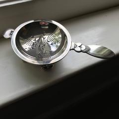 Georg Jensen Sterling Silver Cactus Tea Strainer on Stand No 646A Very Rare