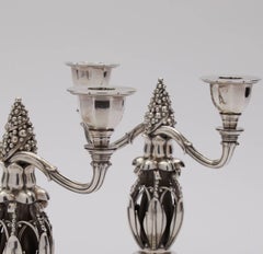 Georg Jensen Sterling Silver "Fir Cone" Candelabra No 244