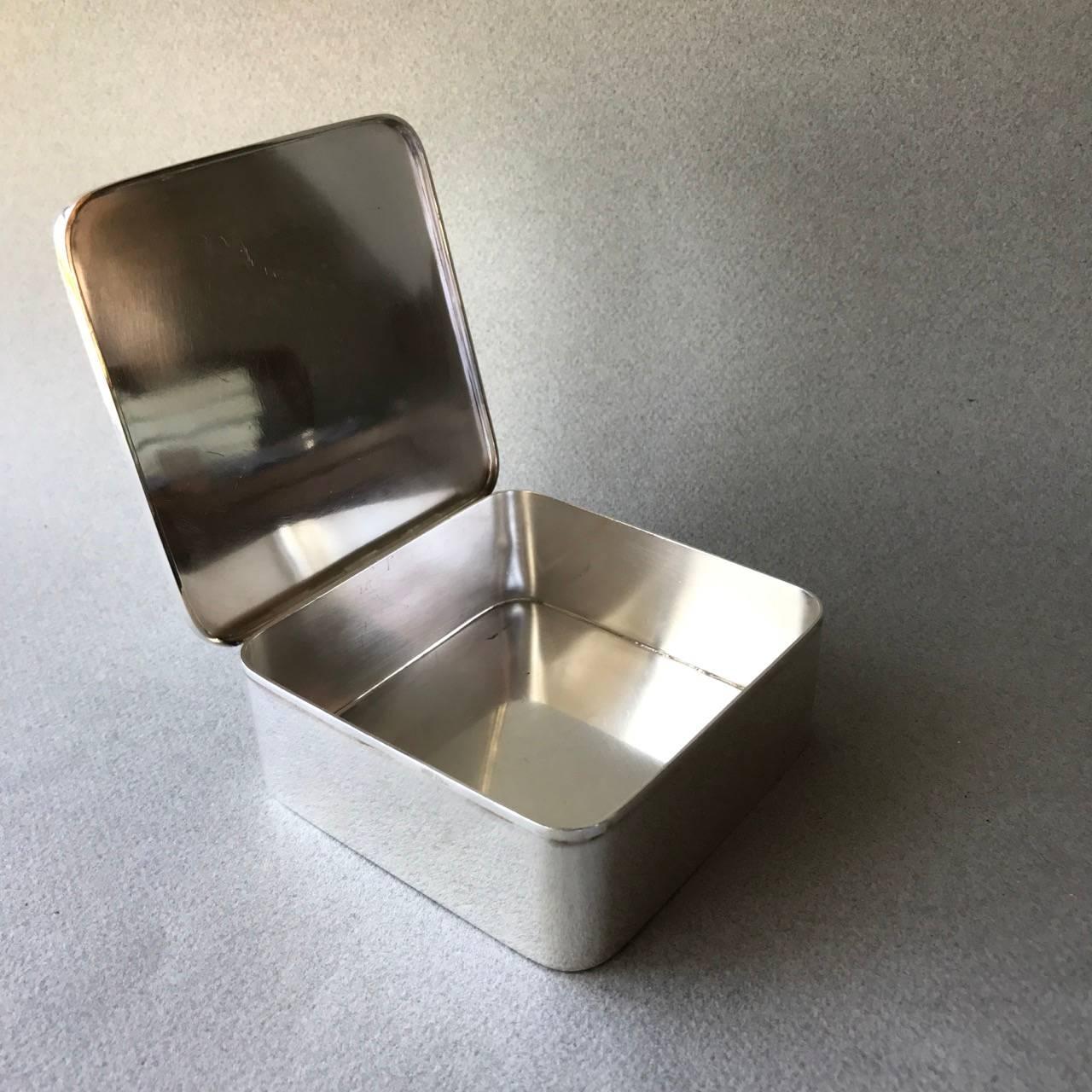 Georg Jensen Very Heavy Sterling Silver Table Box No. 969 In Excellent Condition In San Francisco, CA