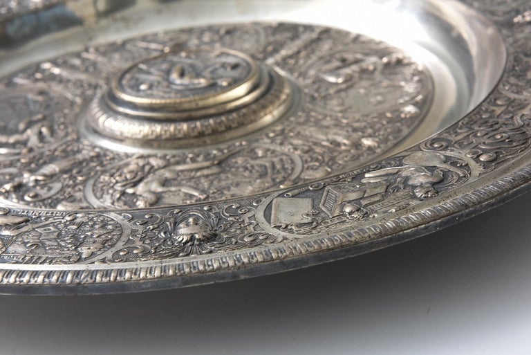 German Silver Plated Pewter Venus Rosewater Dish, circa 1860
