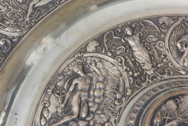 Silvered Silver Plated Pewter Venus Rosewater Dish, circa 1860