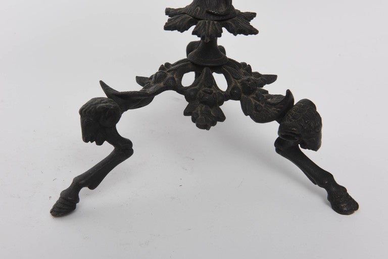 Italian Pompeii Style Patinated Bronze Tripod Oil Lamp Stand, Late 19th Century