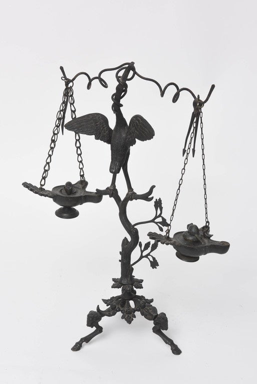 Pompeii Style Patinated Bronze Tripod Oil Lamp Stand, Late 19th Century 2
