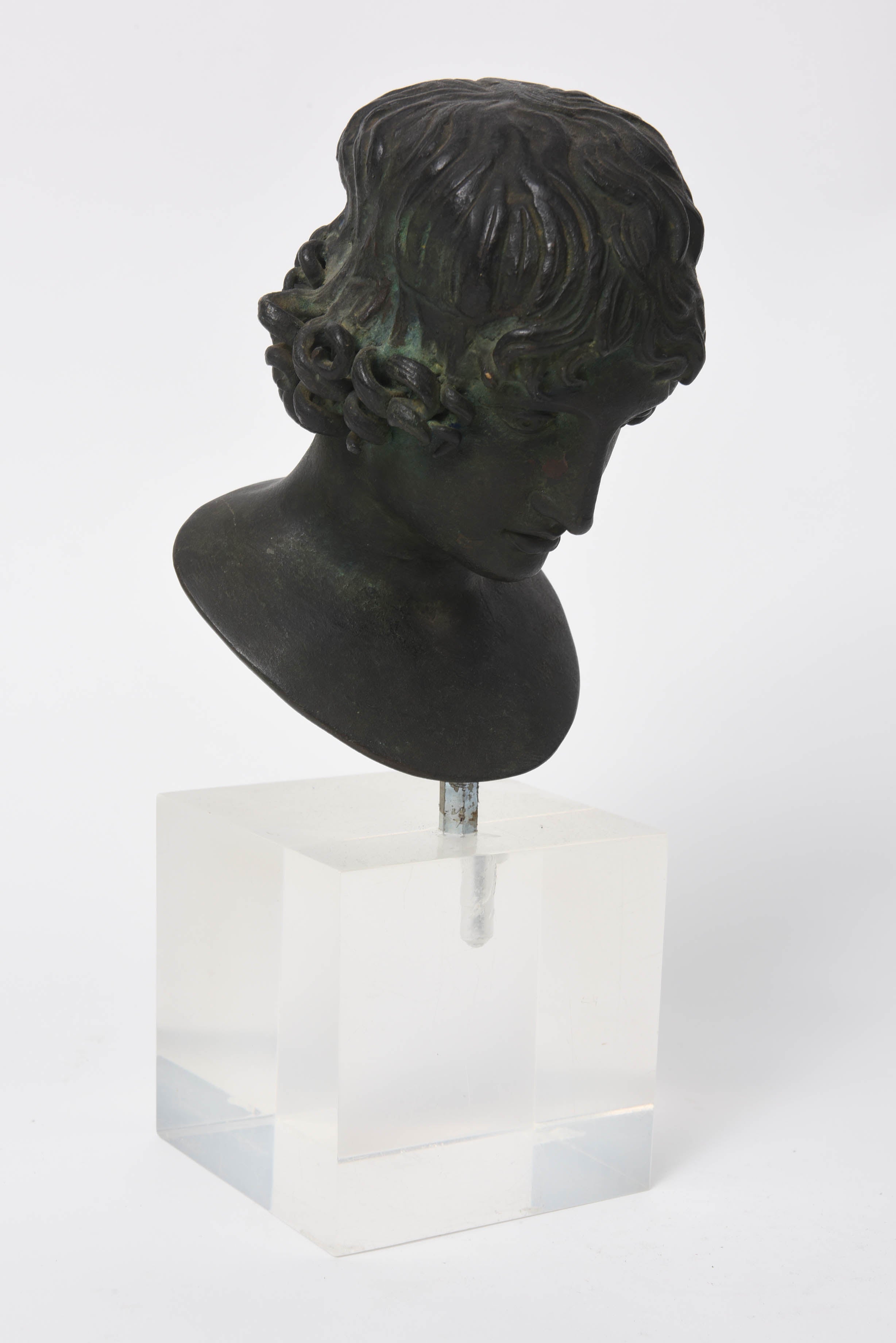 Patinated Bronze Bust of Antinous, Late 19th Century