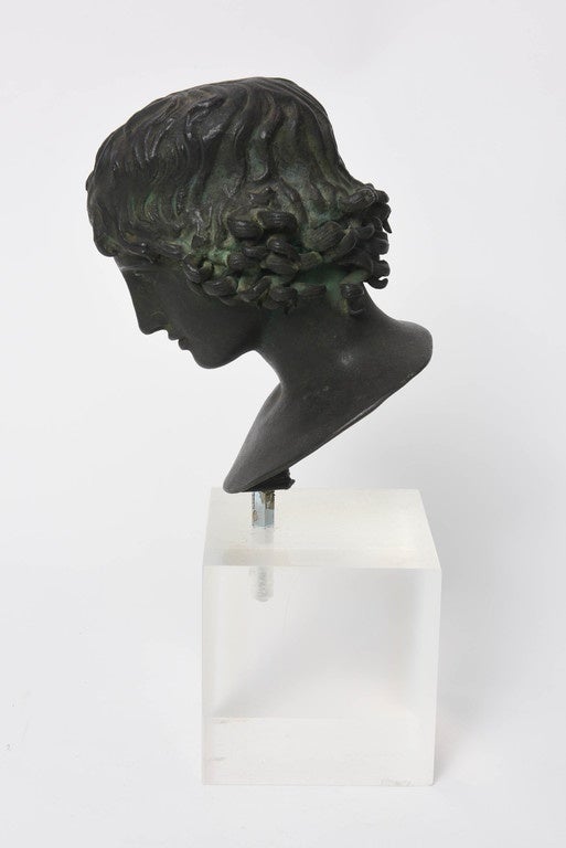 Italian Patinated Bronze Bust of Antinous, Late 19th Century