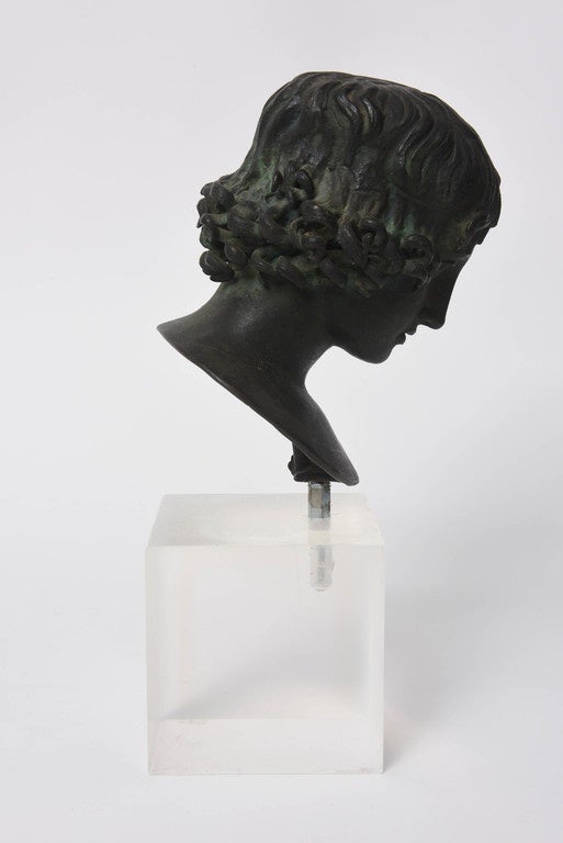 Patinated Bronze Bust of Antinous, Late 19th Century 2