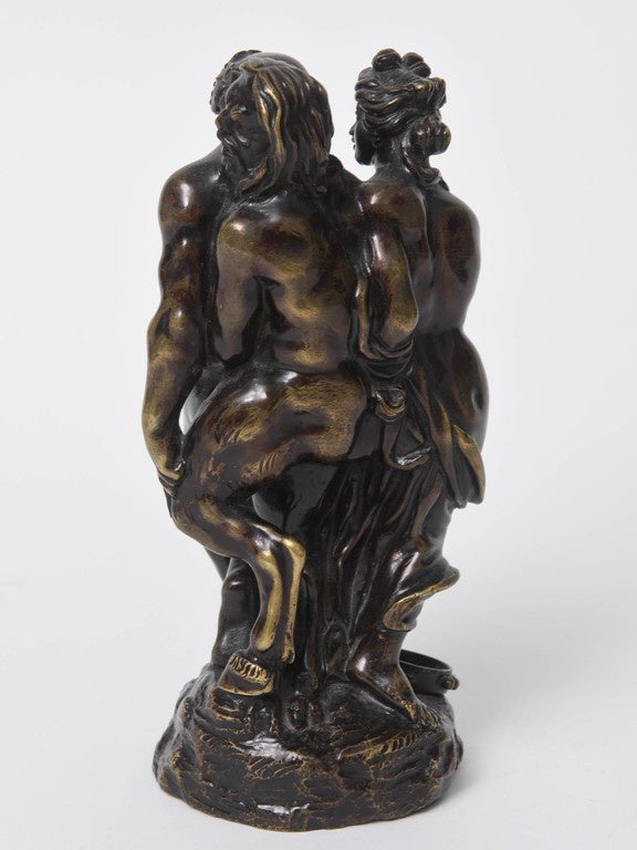 Baroque 18th Century Bronze Sculpture Group of Drunken Silenus with Bacchante and Satyr