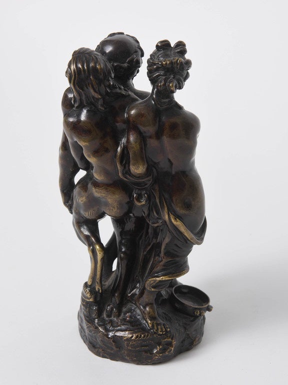 French 18th Century Bronze Sculpture Group of Drunken Silenus with Bacchante and Satyr