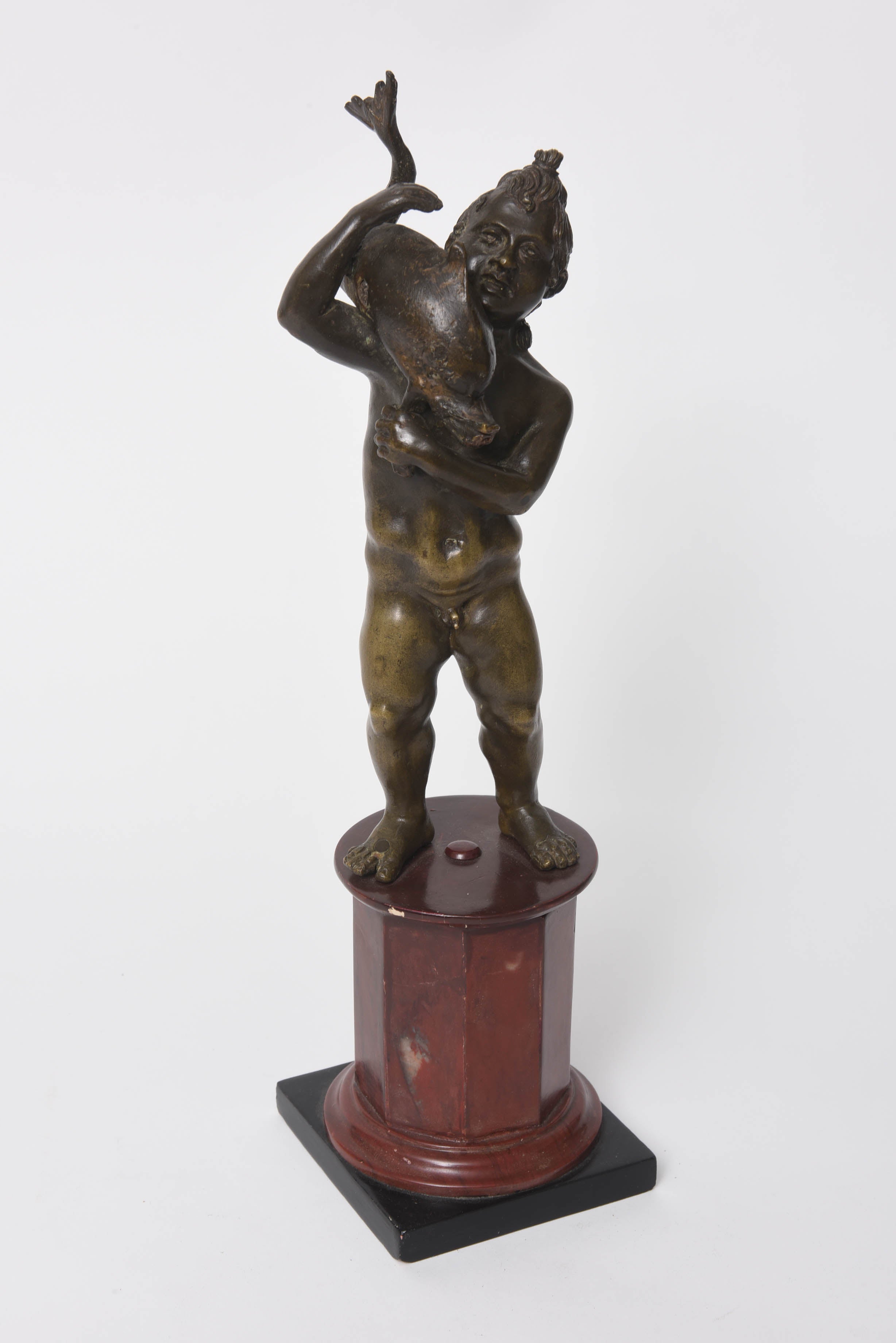 18th Century Bronze Sculpture of Cupid with Dolphin after Pompeii Excavations