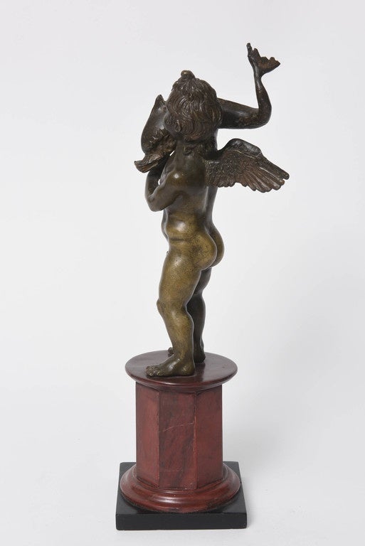 18th Century Bronze Sculpture of Cupid with Dolphin after Pompeii Excavations In Excellent Condition In Kensington, MD