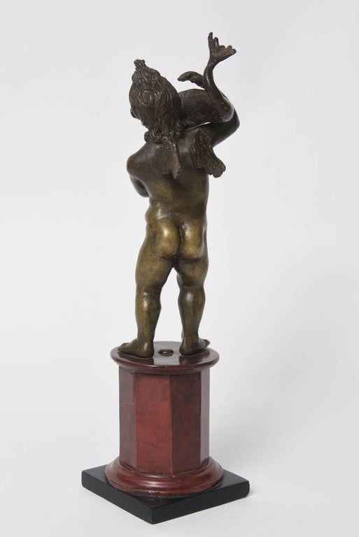 18th Century Bronze Sculpture of Cupid with Dolphin after Pompeii Excavations 1
