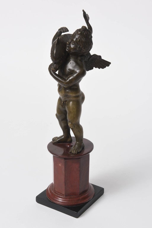 18th Century Bronze Sculpture of Cupid with Dolphin after Pompeii Excavations 4