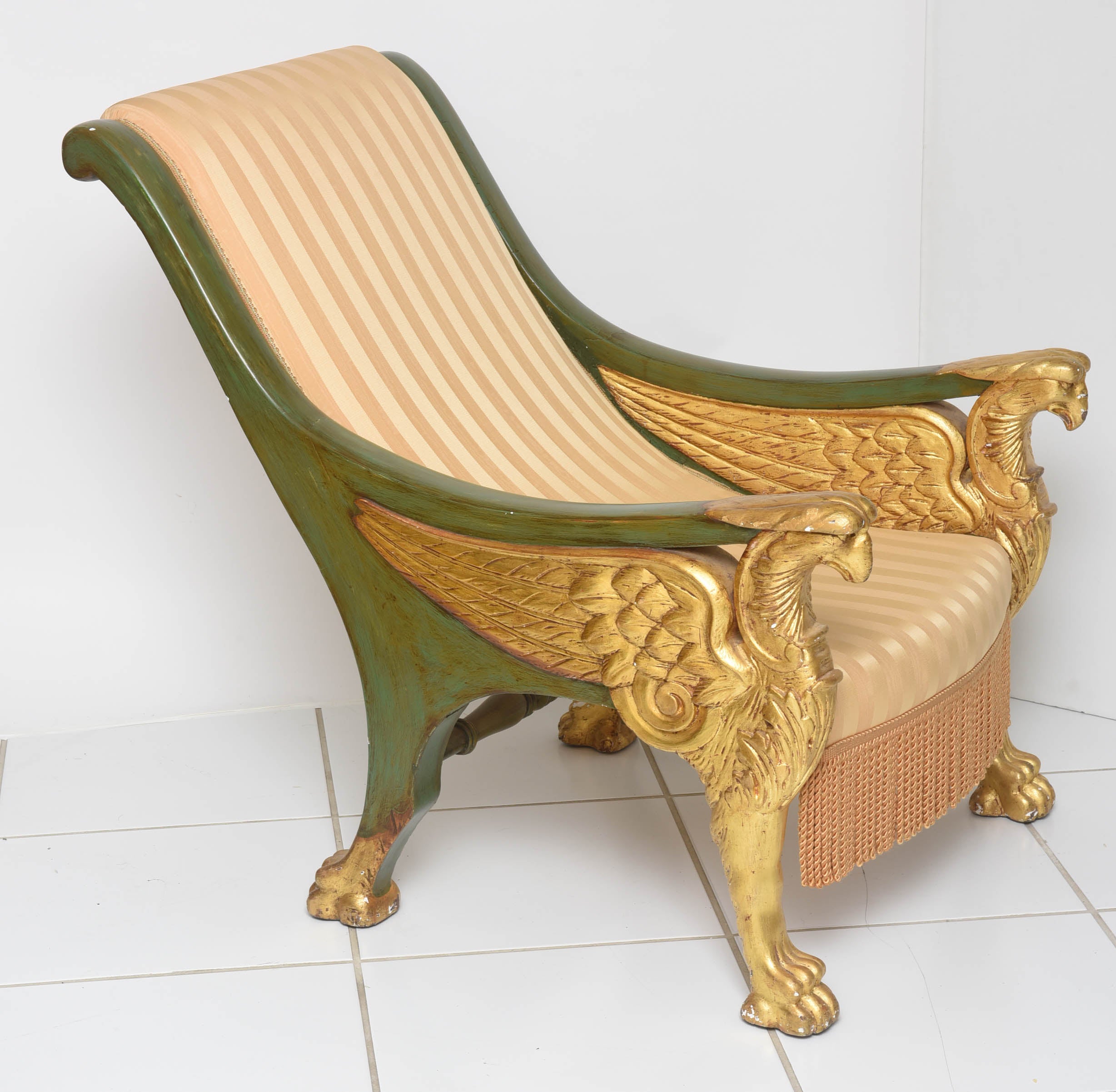 Giltwood Klismos Armchair after Charles Heathcote Tatham, 19th Century In Excellent Condition In Kensington, MD