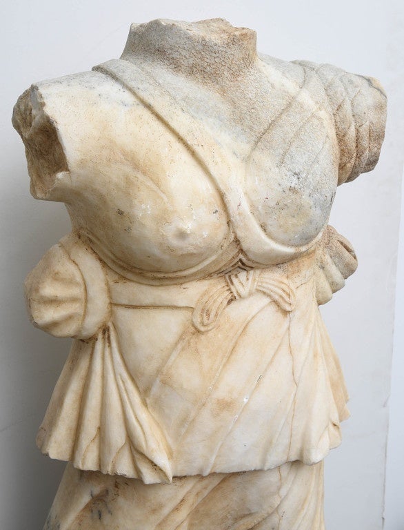 Large Marble Torso of Diana after the Roman Antique In Distressed Condition In Kensington, MD