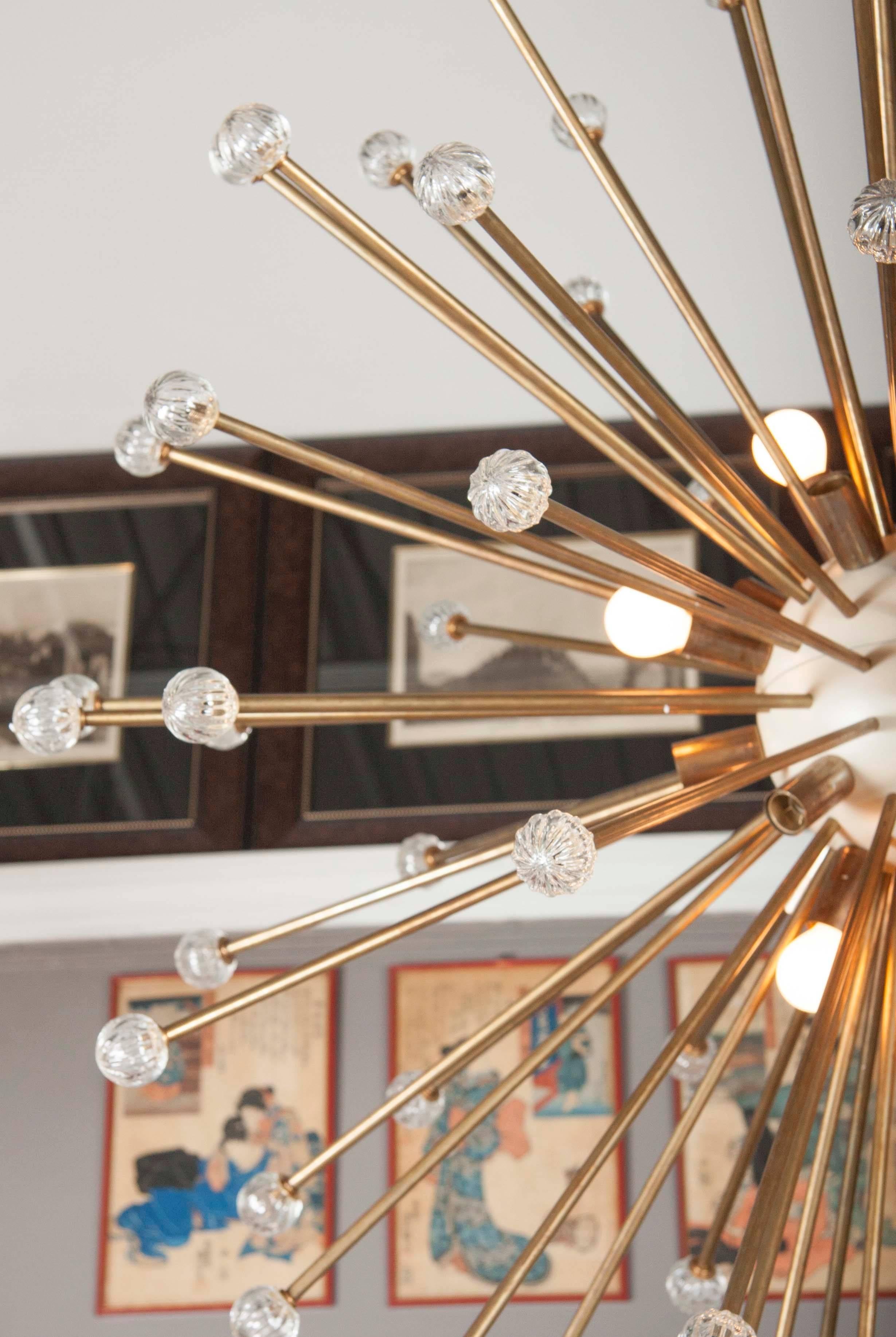 Mid-Century Modern Mid Century-Modern Italian Antique Brass Sputnik Chandelier