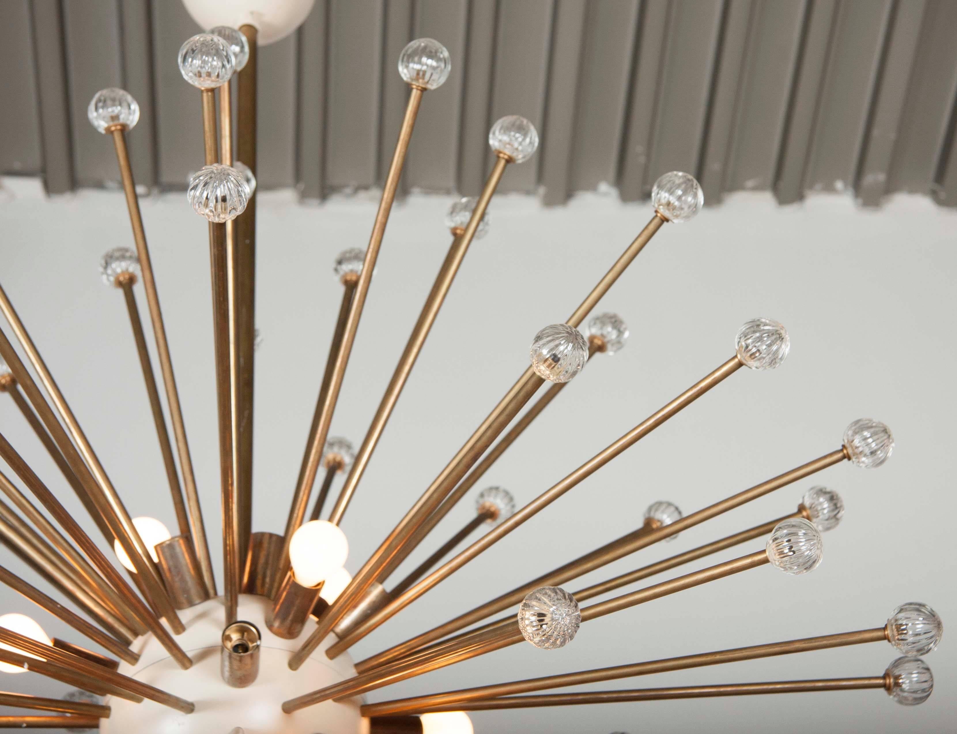 Mid Century-Modern Italian Antique Brass Sputnik Chandelier 2
