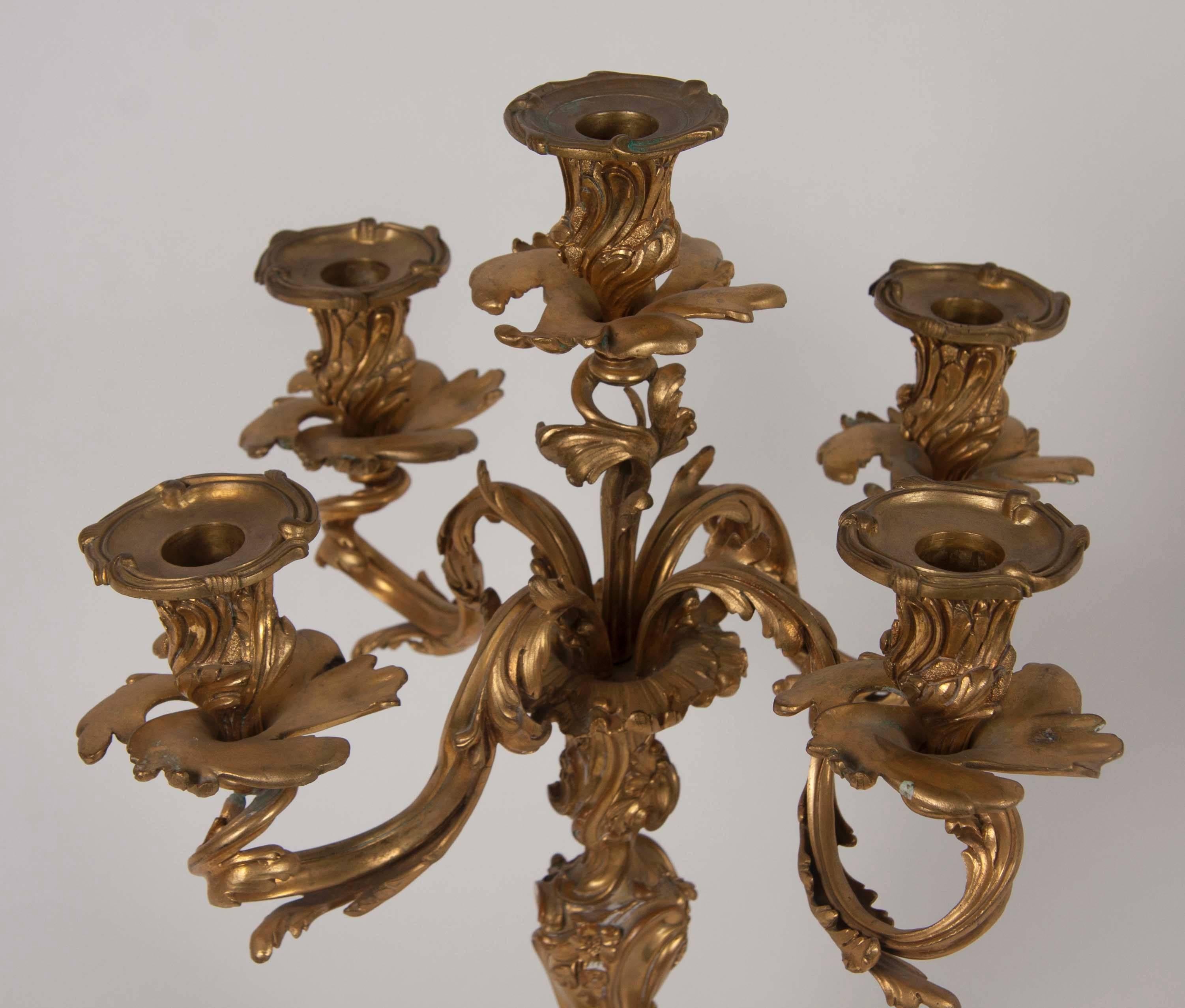Pair of French Bronze Candelabra, Late 19th Century 3