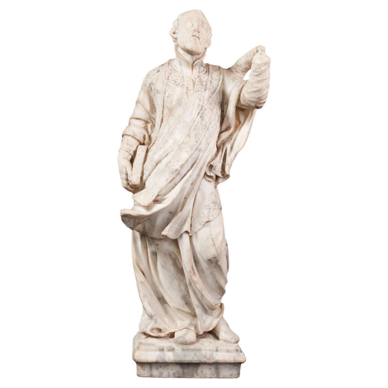 Scultura in marmo di un santo, fine del XVII secolo in vendita 4
