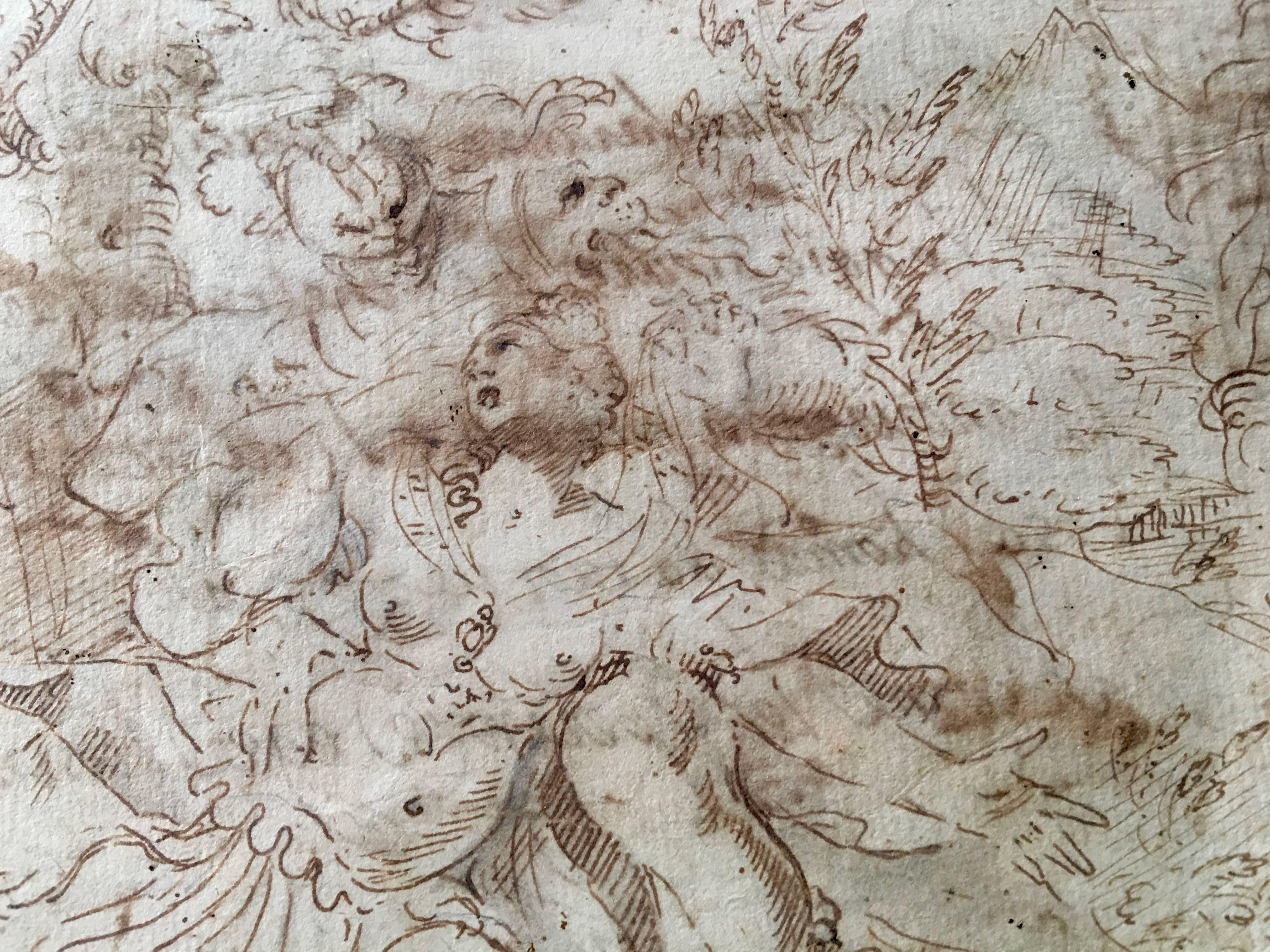 Baroque 17th Century Italian Drawing of 