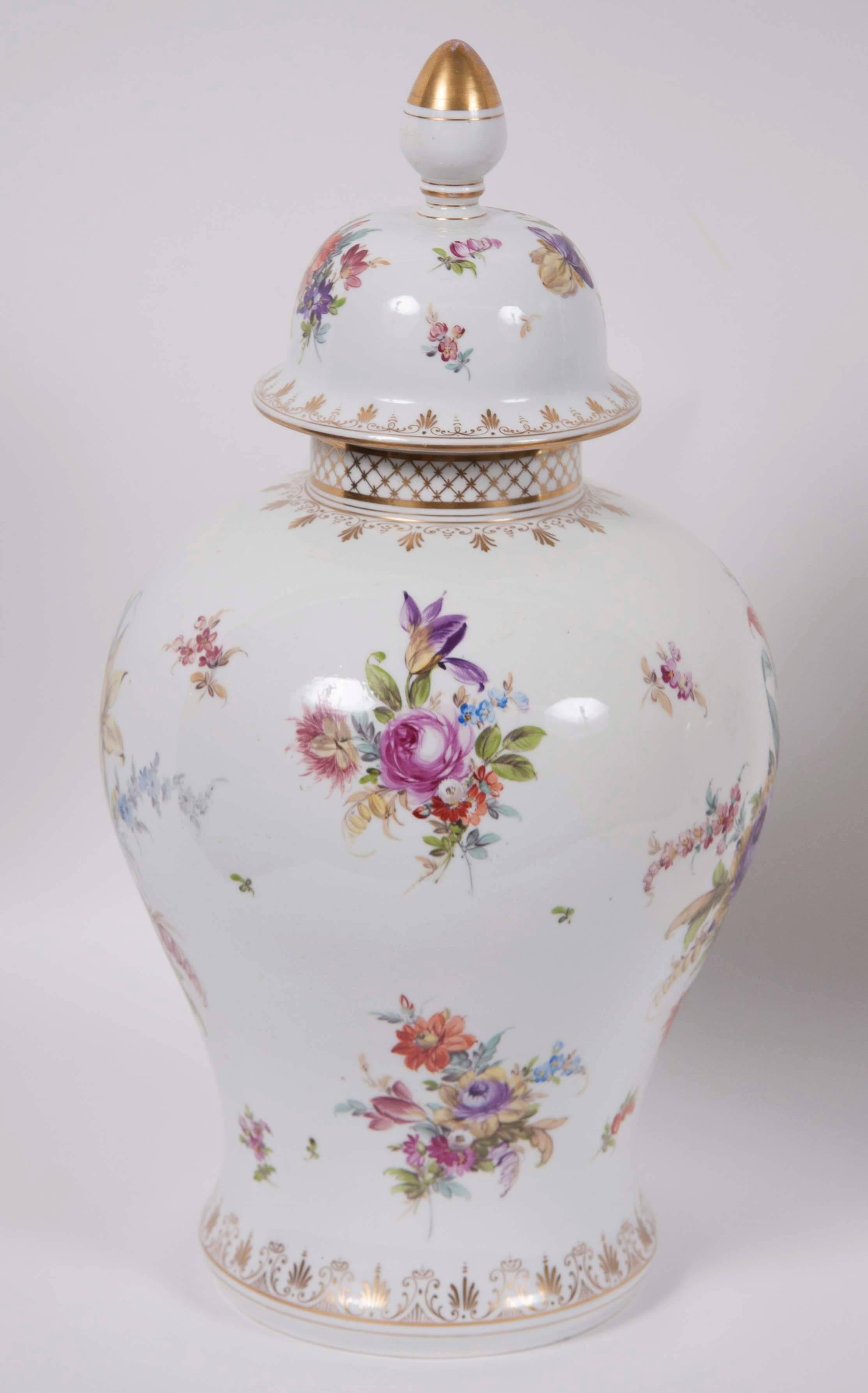 Porcelain Pair of 19th Century German Covered Jars