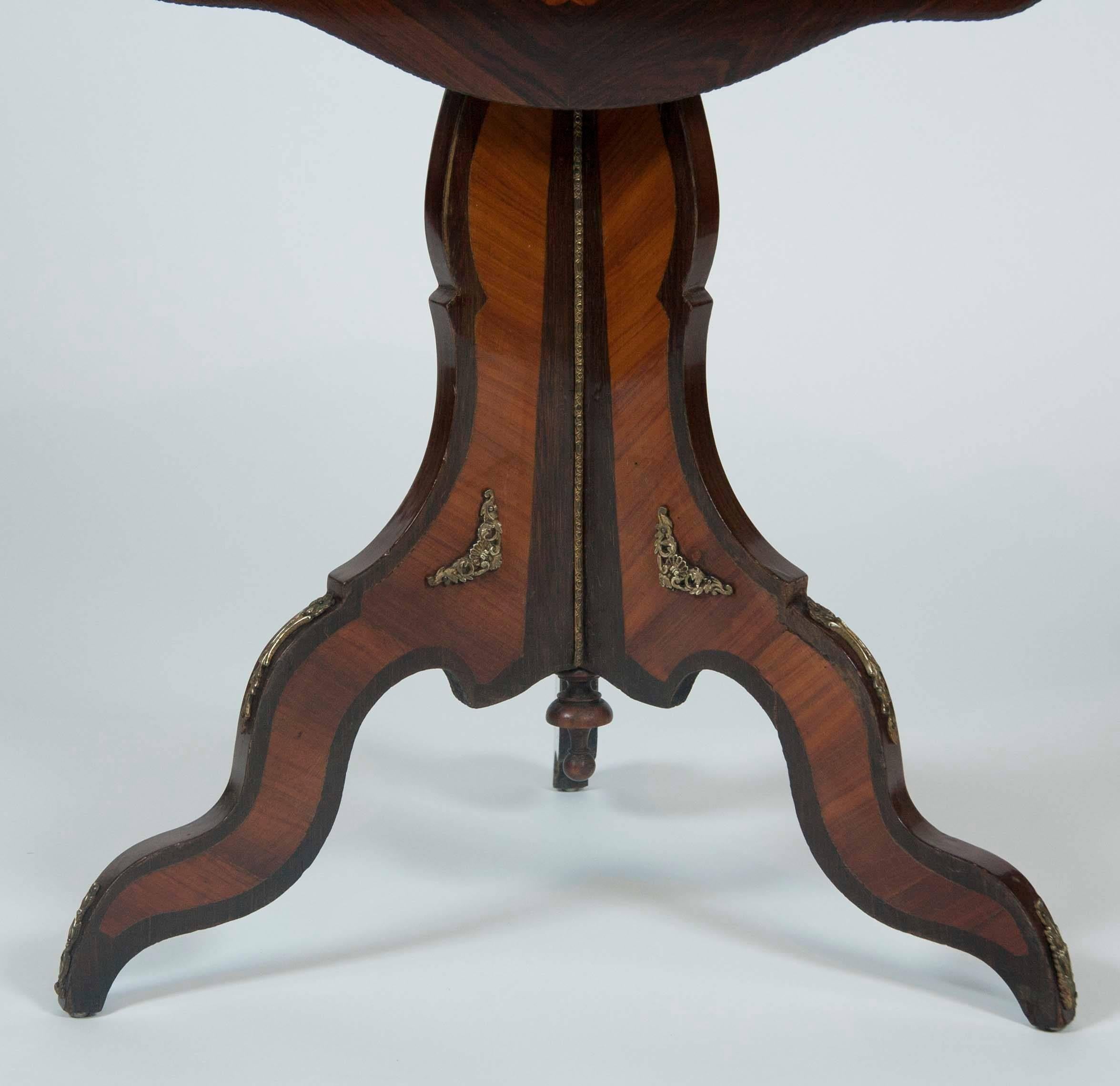 French Napoleon III Period Inlaid Tilt Top Table 3