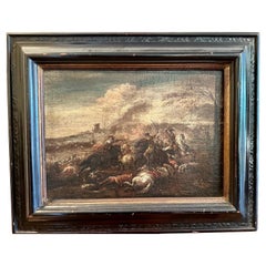 Antique Italian Francesco or Pietro Graziani Neapolitan battle scene, 17th/18th Century