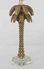 Pair of 1960s Hollywood Regency Silver Composite Palm Tree Lamps