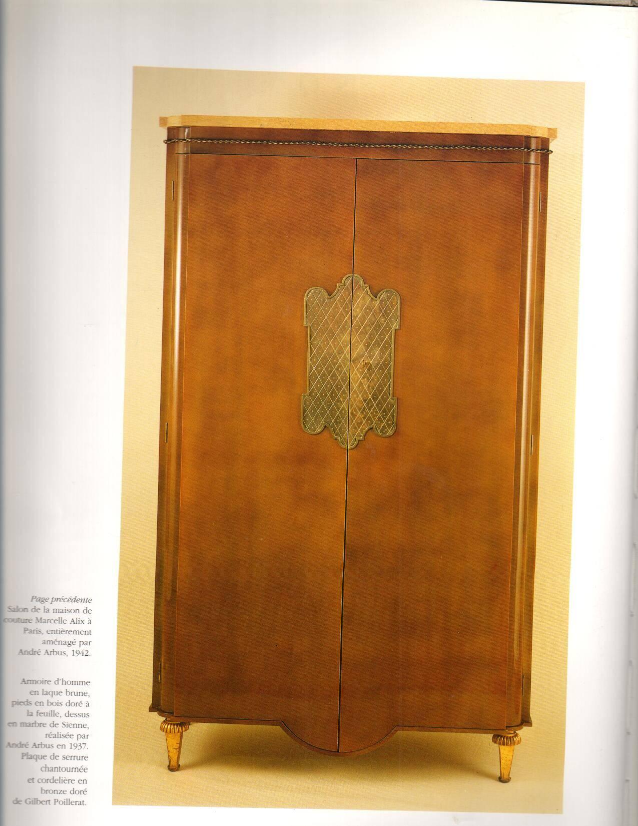 Bronze French Mid-Century Lacquered Armoire, by Andre Arbus & Gilbert Poillerat For Sale