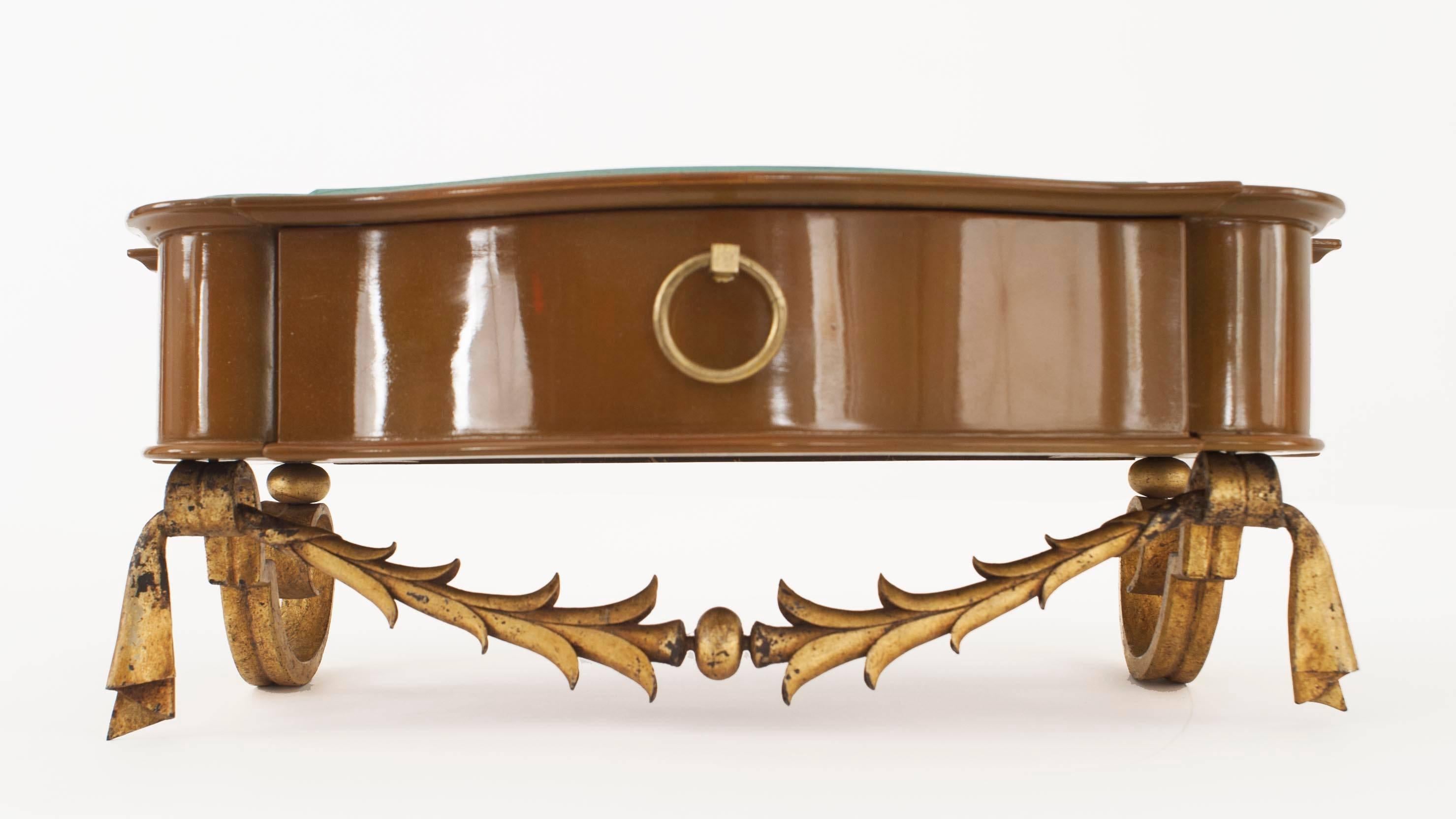 Lacquered Pair of French Midcentury Bracket Consoles, Andre Arbus