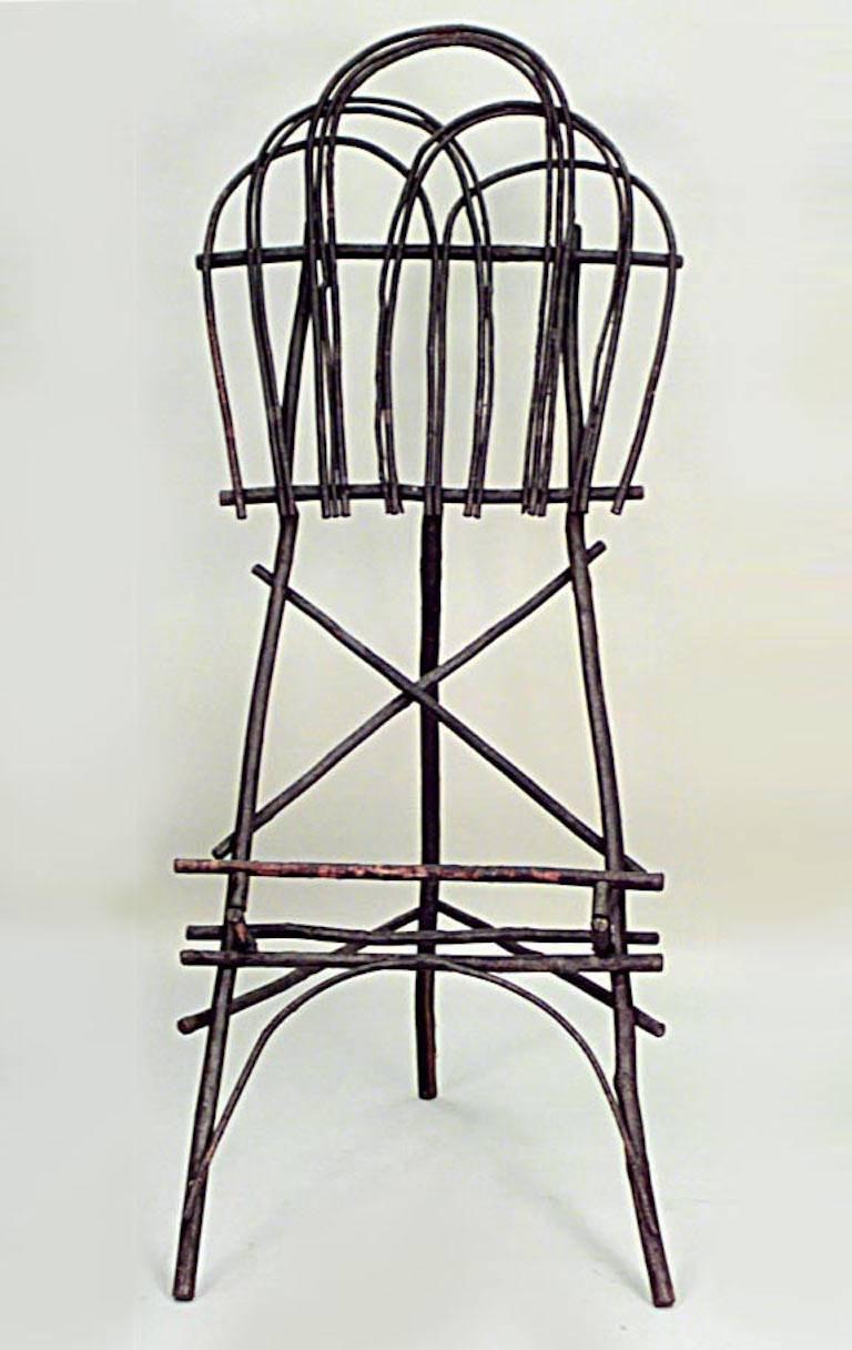 Rustic Adirondack style twig hoop shaped easel stand, 19th-20th century.
 