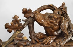 Rustic Black Forest Walnut Carved Animal Head Armoire