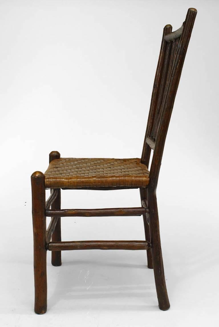 American Set of Four Rustic Old Hickory Side Chairs