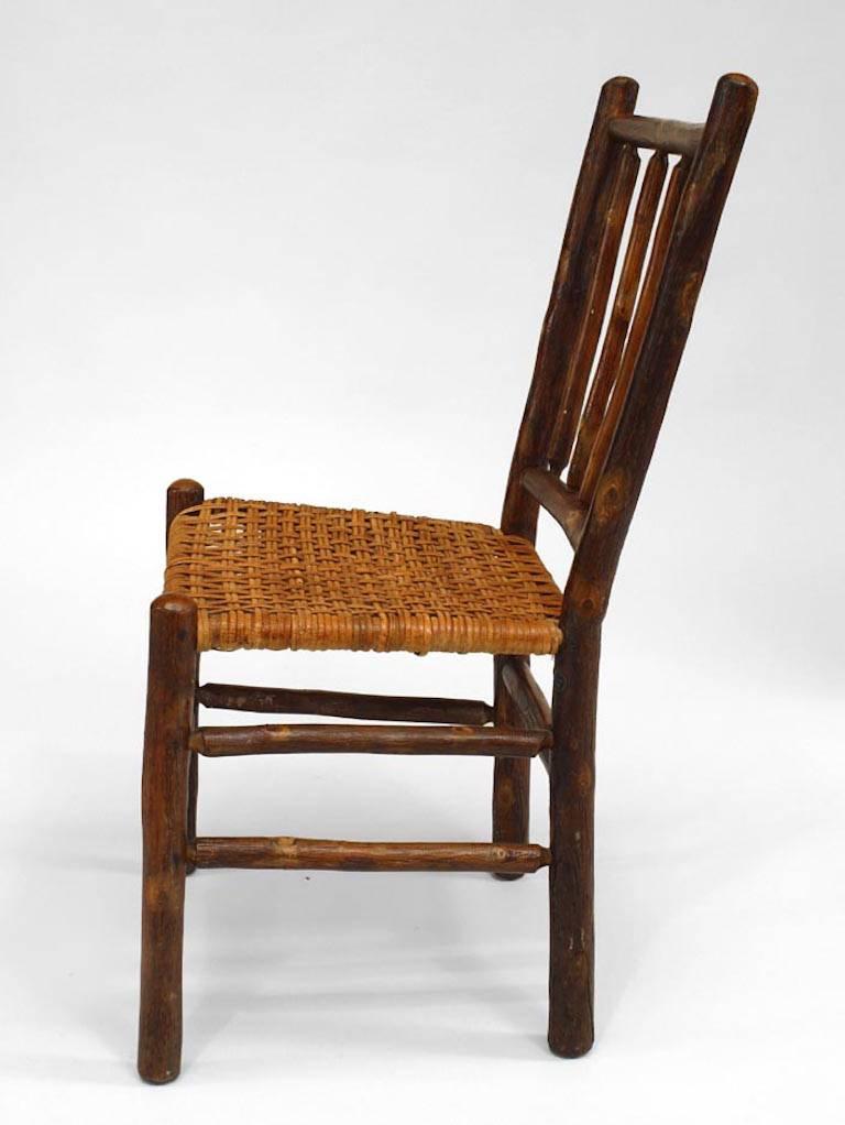 Set of 6 Rustic Old Hickory Rattan Side Chairs In Good Condition In New York, NY