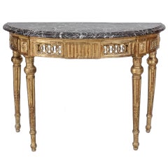 Italian Neo-Classic Style Gilt Marble Top Console Table