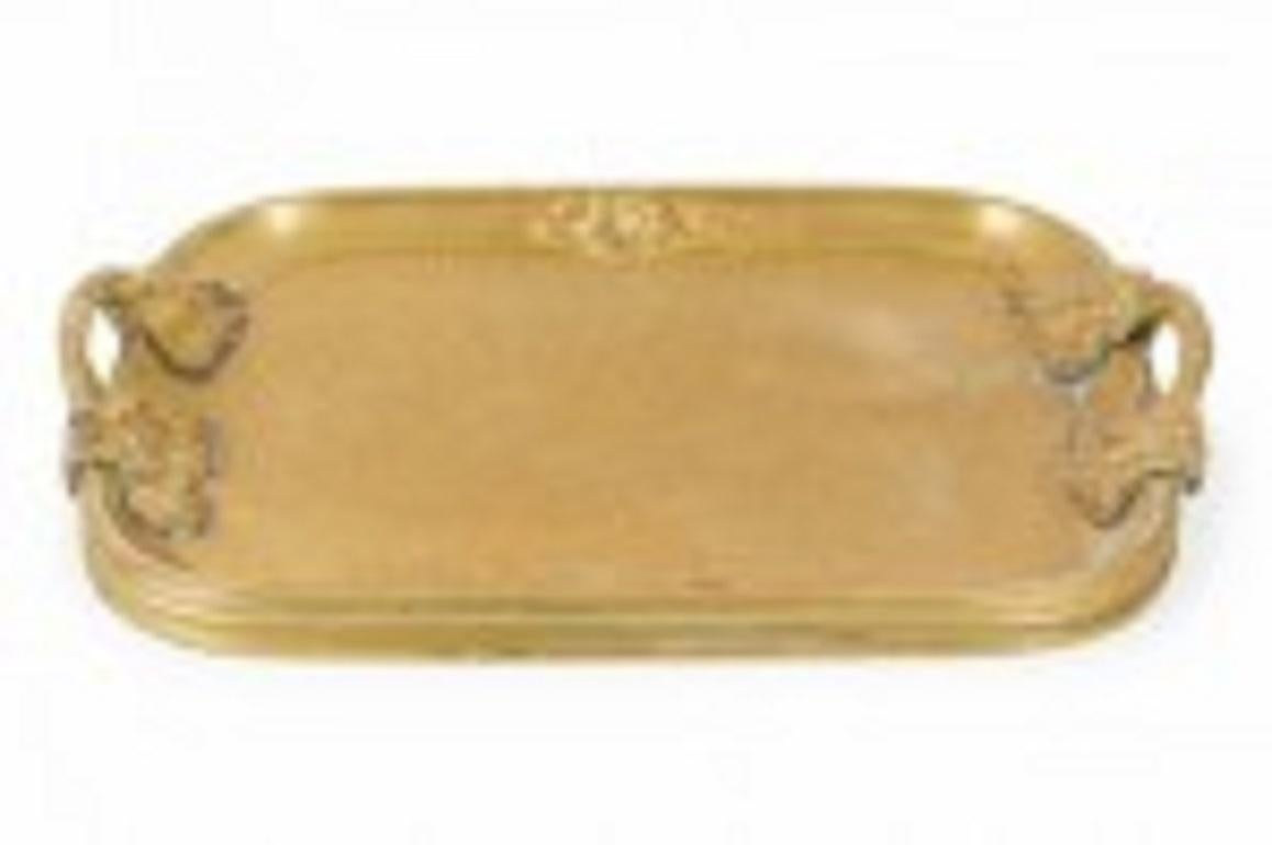 Français Plateau de service en bronze doré Art Nouveau français en vente