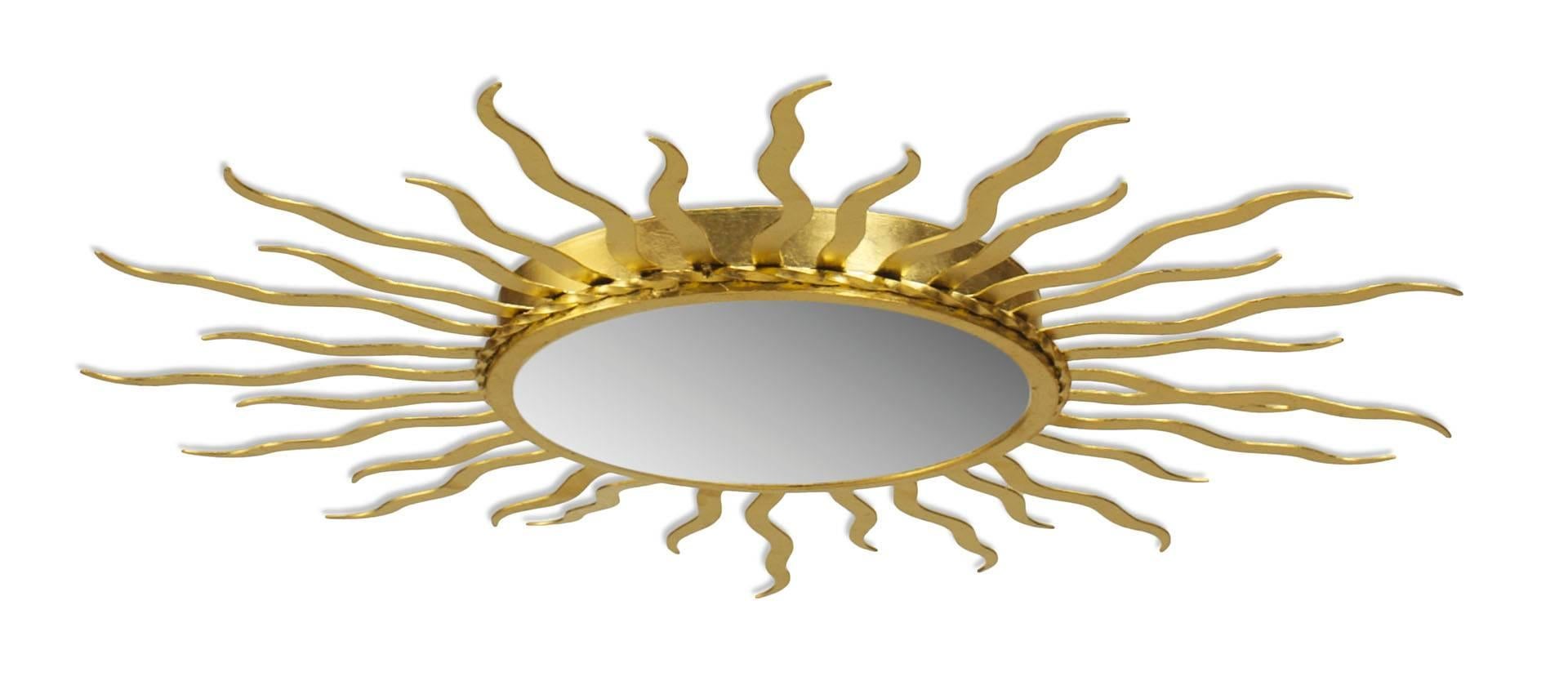 Italienische Art Moderne Stil (Modern) Vergoldetes Metall Sunburst Form Wandspiegel (20. Jahrhundert) im Angebot