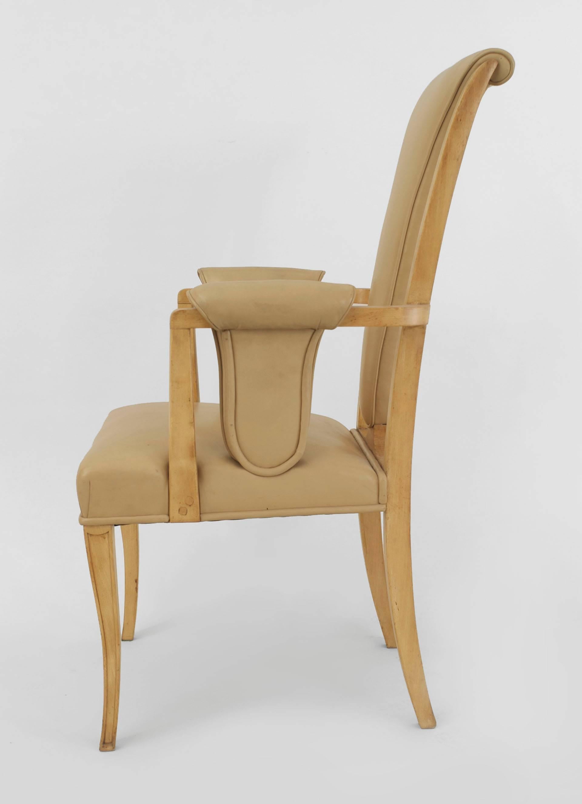Set of 8 English Art Deco Leather Dining Chairs For Sale 2
