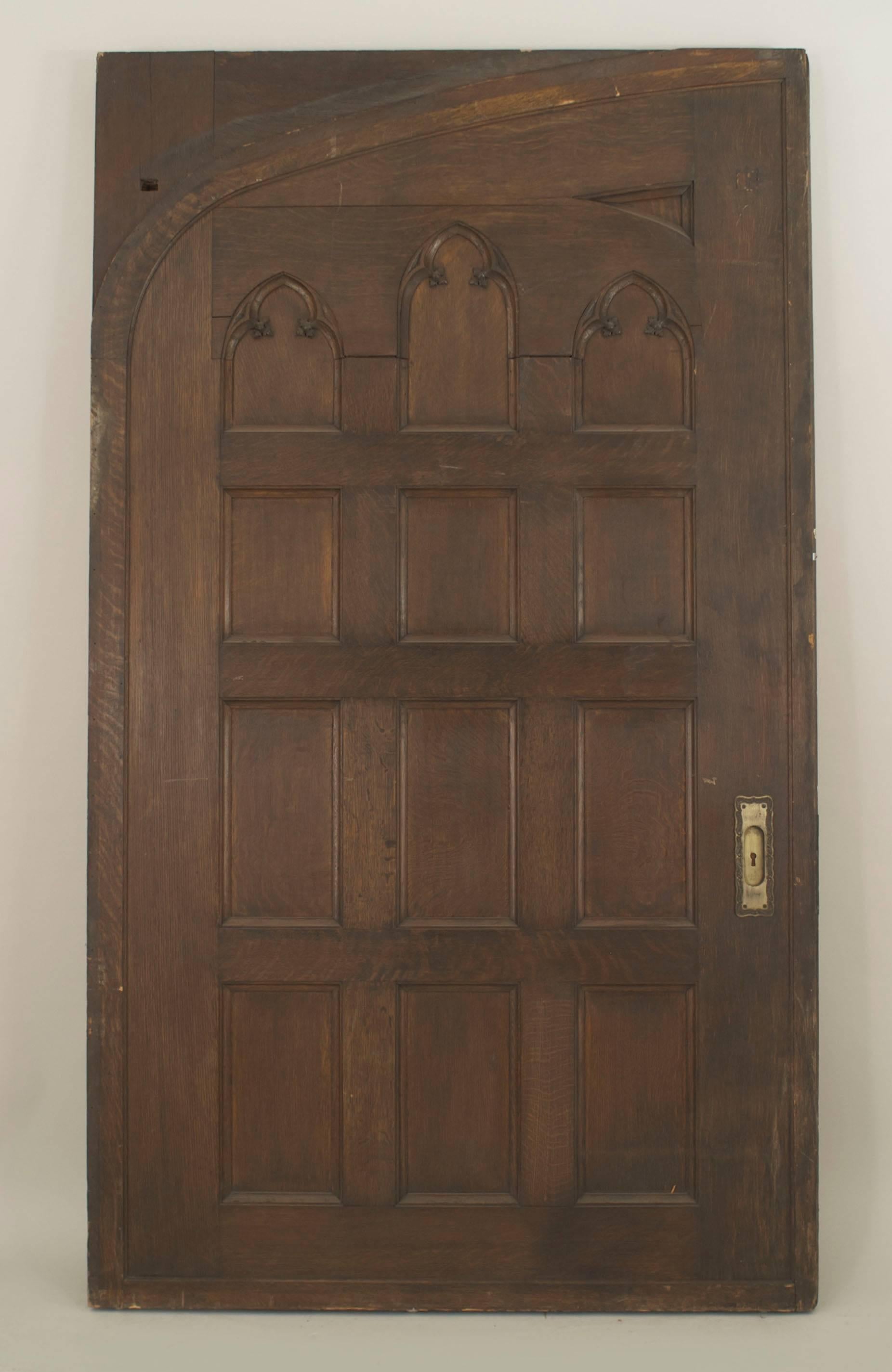 19th Century Pair of English Victorian Gothic Revival Oak Doors For Sale