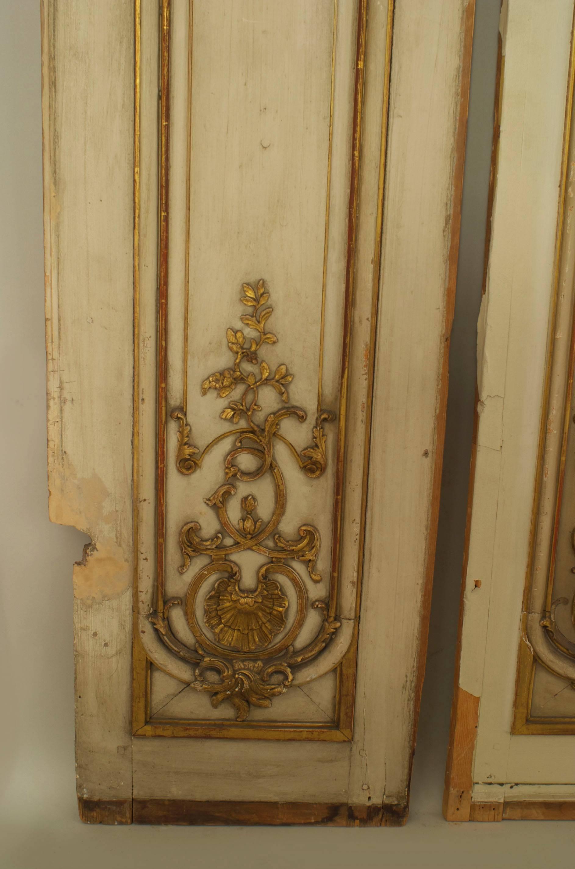 Painted 6 French Louis XV Style Gold and White Panels For Sale